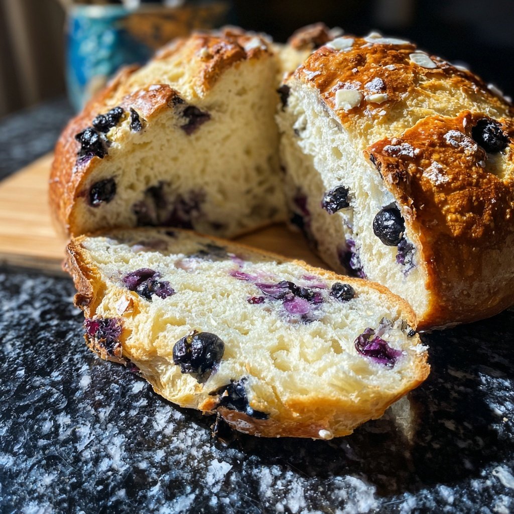 Fluffy Blueberry Lemon Sourdough Overnight Loaf