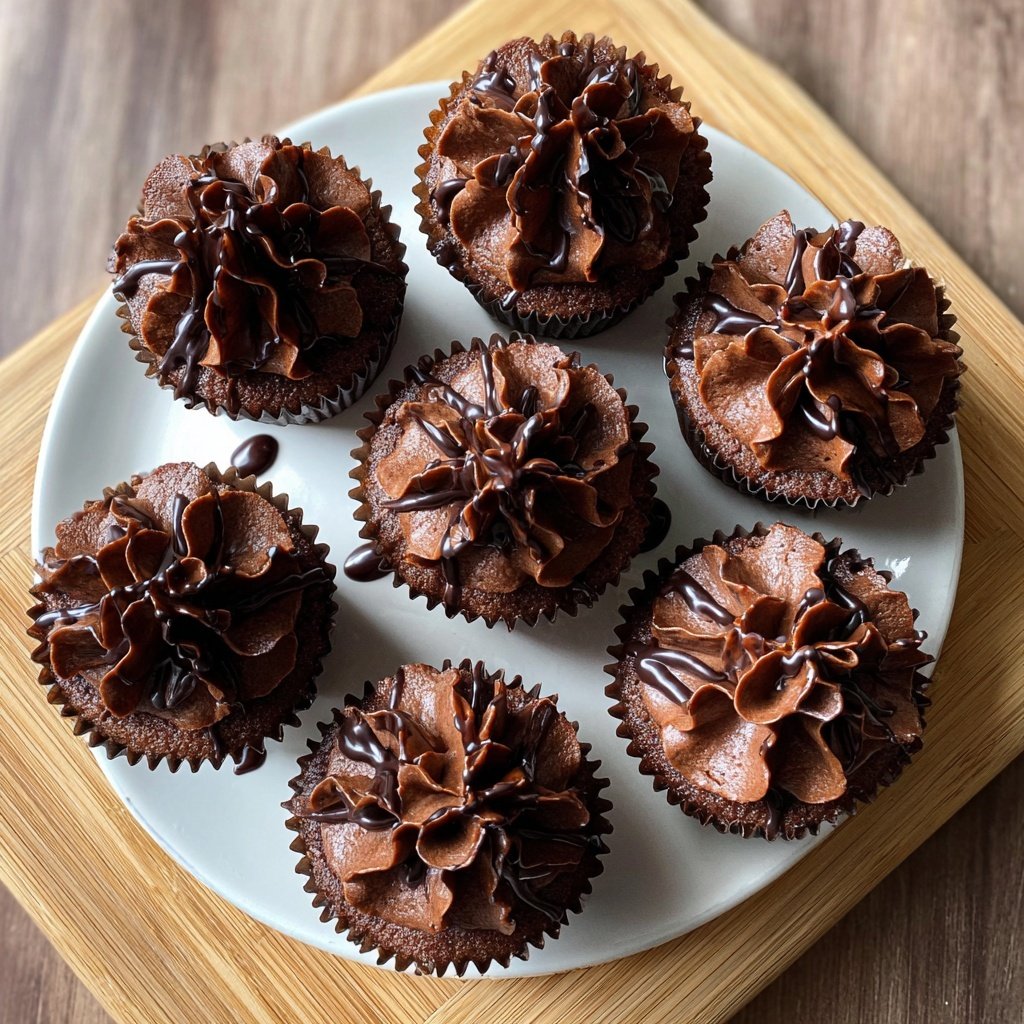 Chocolate Ganache Flower Cupcakes