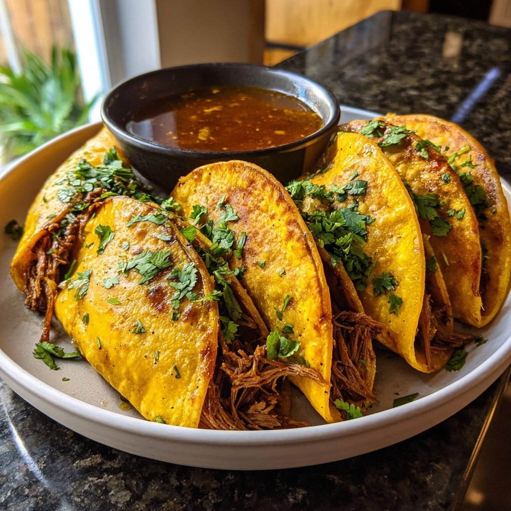 Beef Birria Tacos Consommé Dip