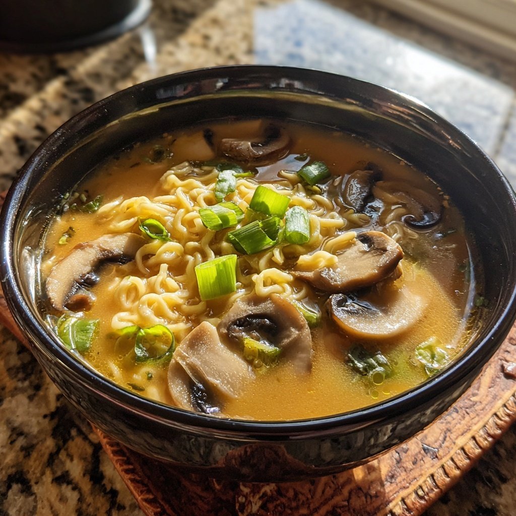 Fast Vegetarian Ramen Mushroom Ginger