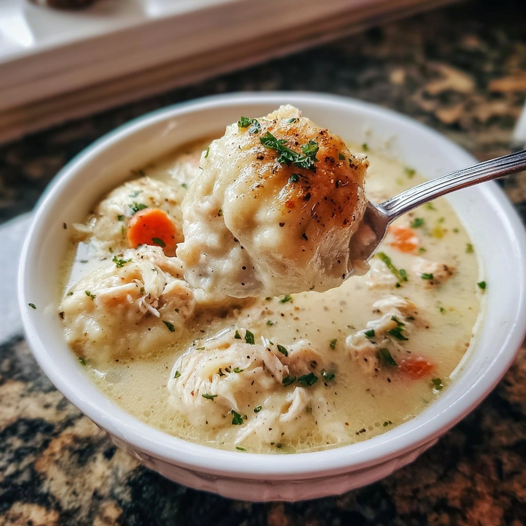 Chicken Dumplings Creamy Broth Hearty
