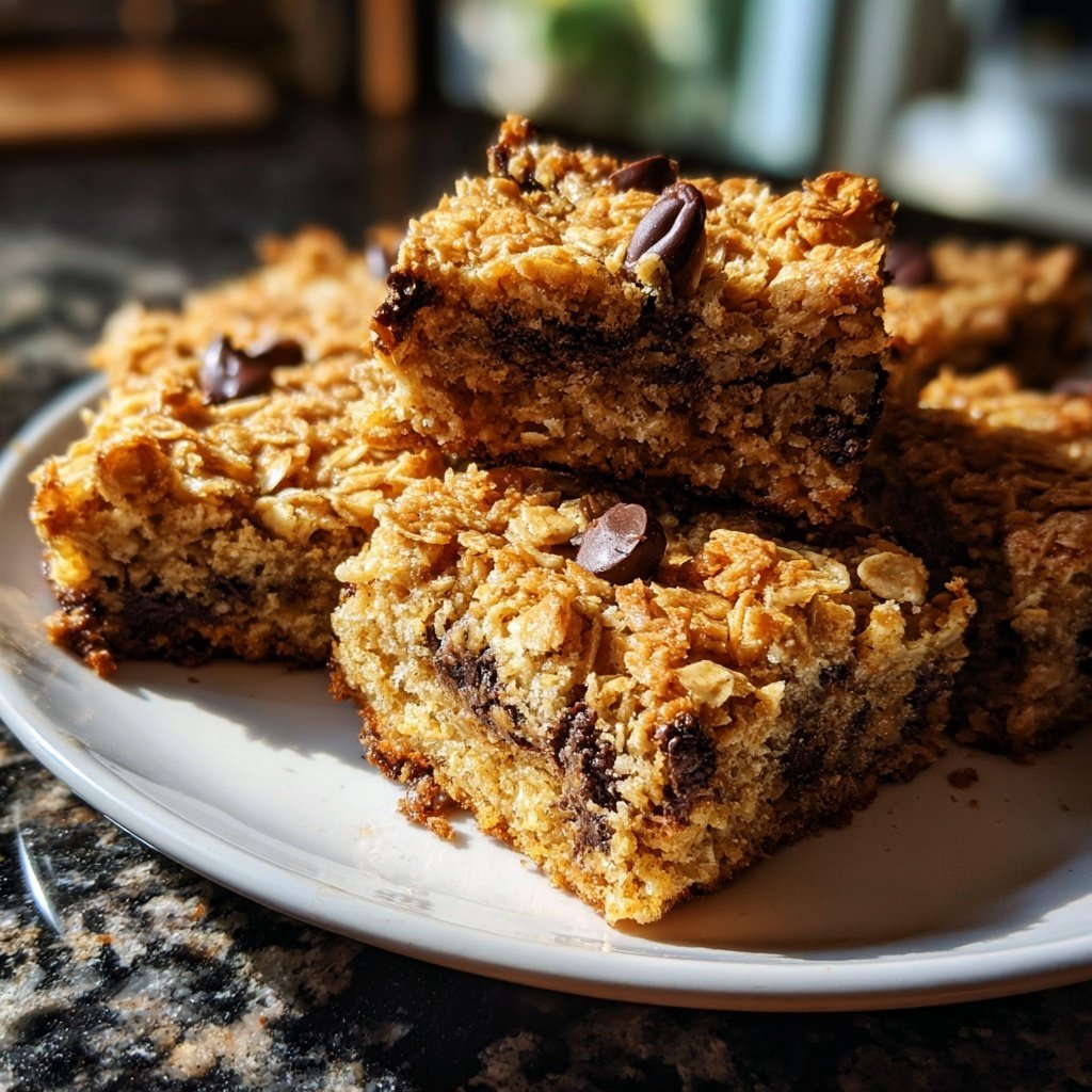 Baked Oatmeal Breakfast Squares with Chocolate Chips​