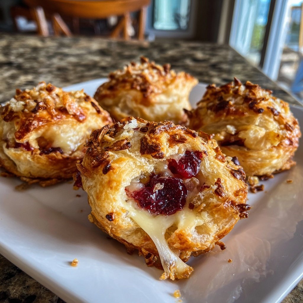 Puff Pastry Brie Bites with Cranberry