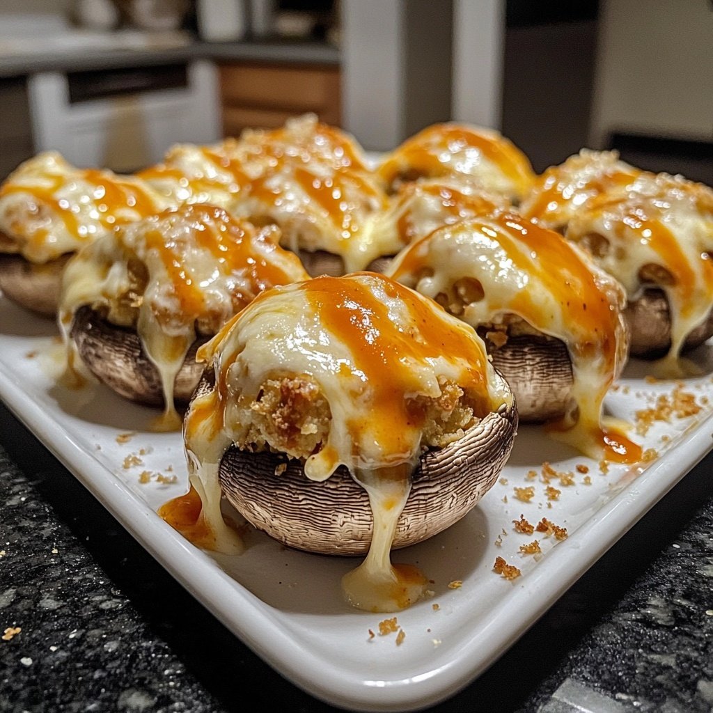 Buffalo-Stuffed Mushrooms
