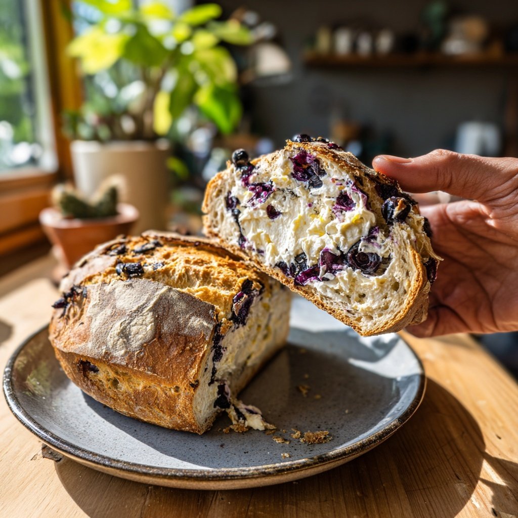 Blueberry Lemon Sourdough with Mascarpone Spread