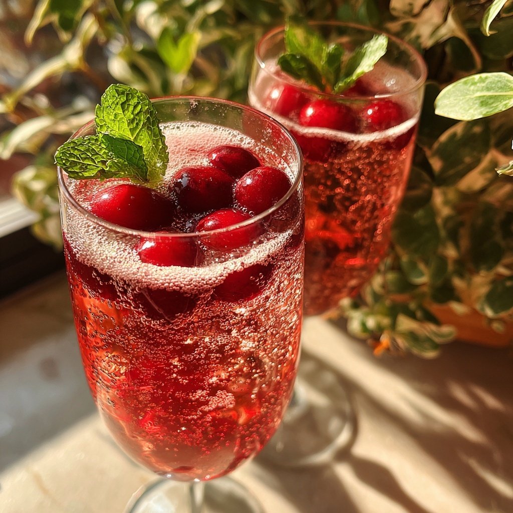 Christmas Cherry Fizz Mocktail Recipe
