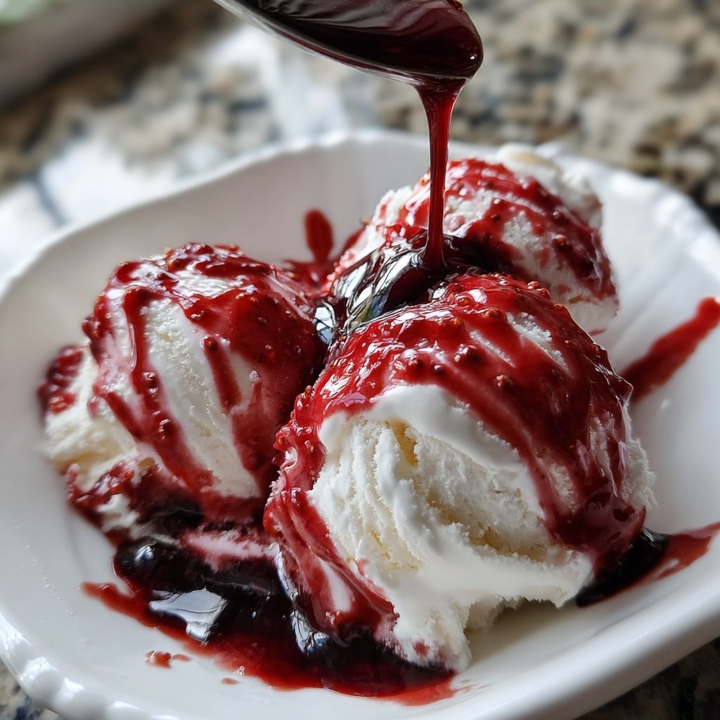 Strawberry Balsamic Glaze for Vanilla Ice Cream