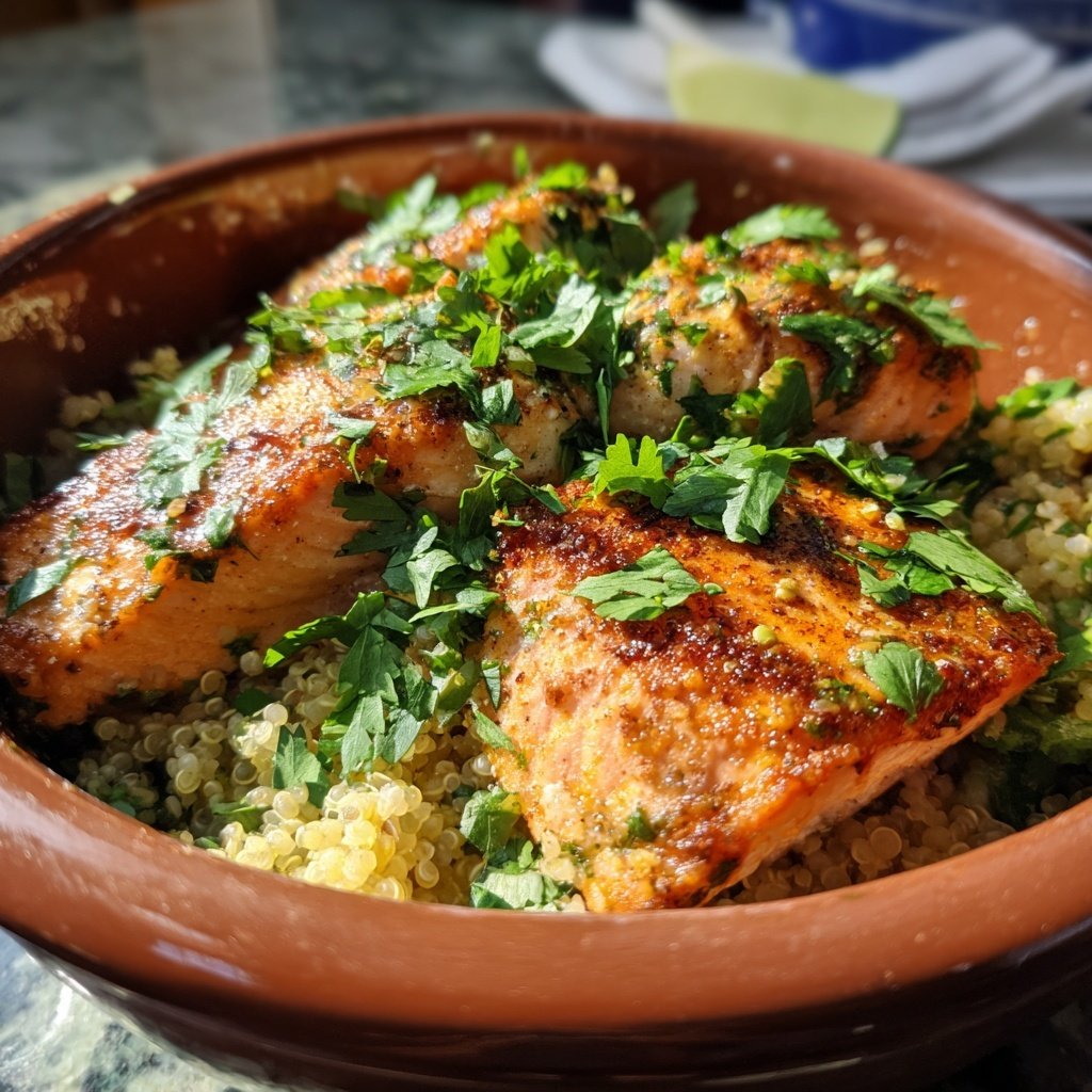 Cilantro Lime Salmon Quinoa Bowl