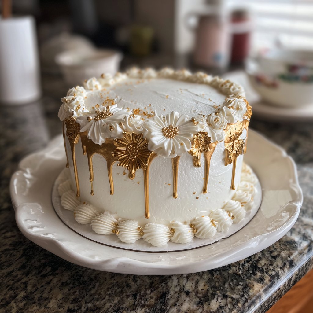 Eighteen Birthday Cake with Gold Details