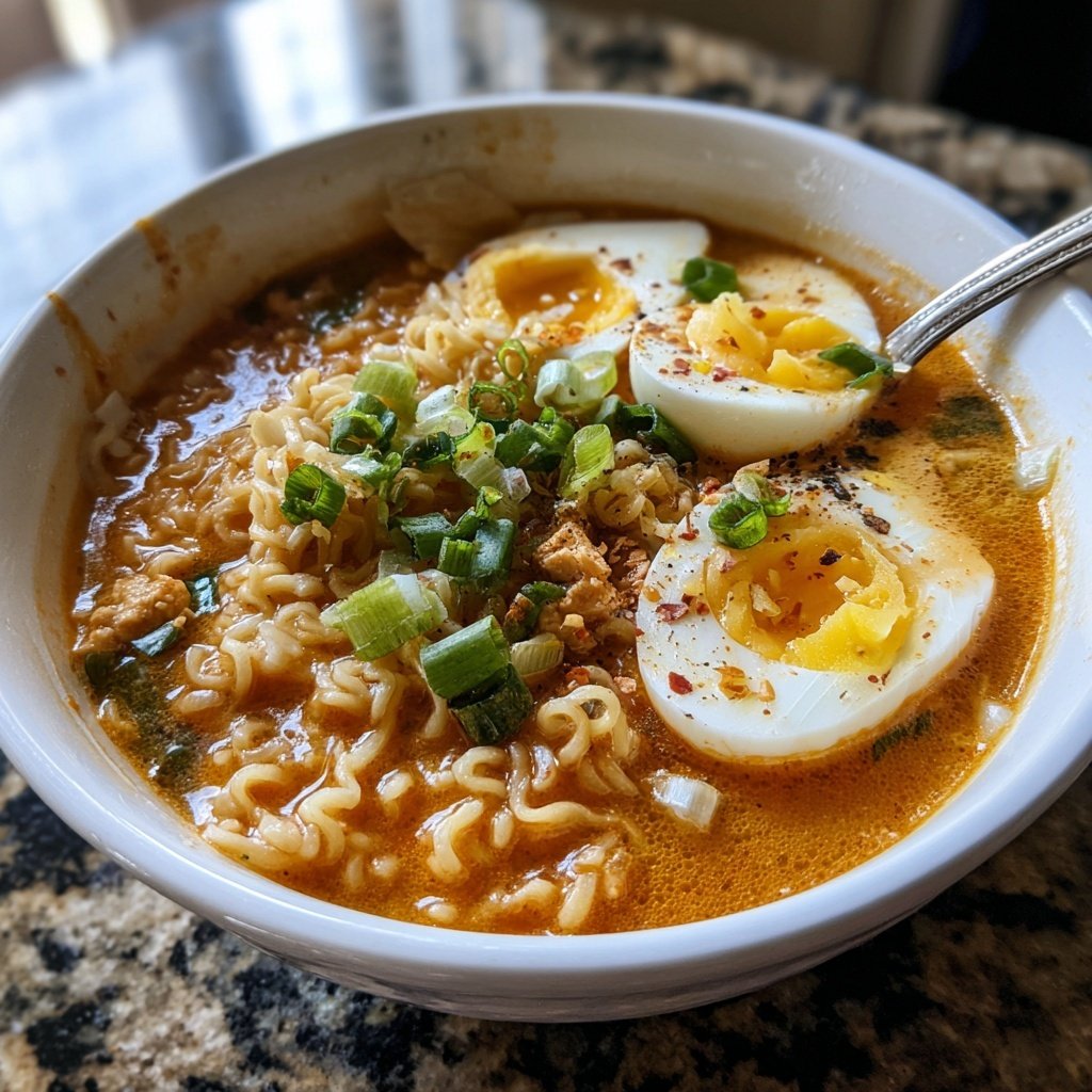 Spicy Chicken Ramen with Soft-Boiled Egg