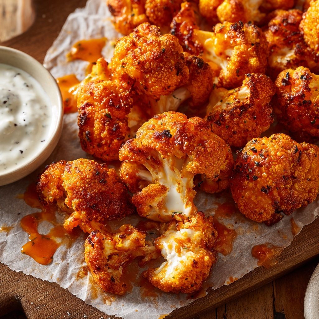 Buffalo Cauliflower Bites with Dip