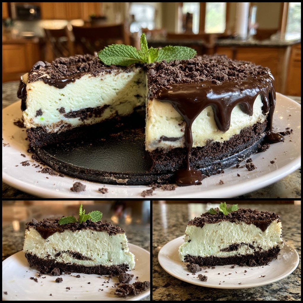Peppermint Cheesecake with Chocolate Crust