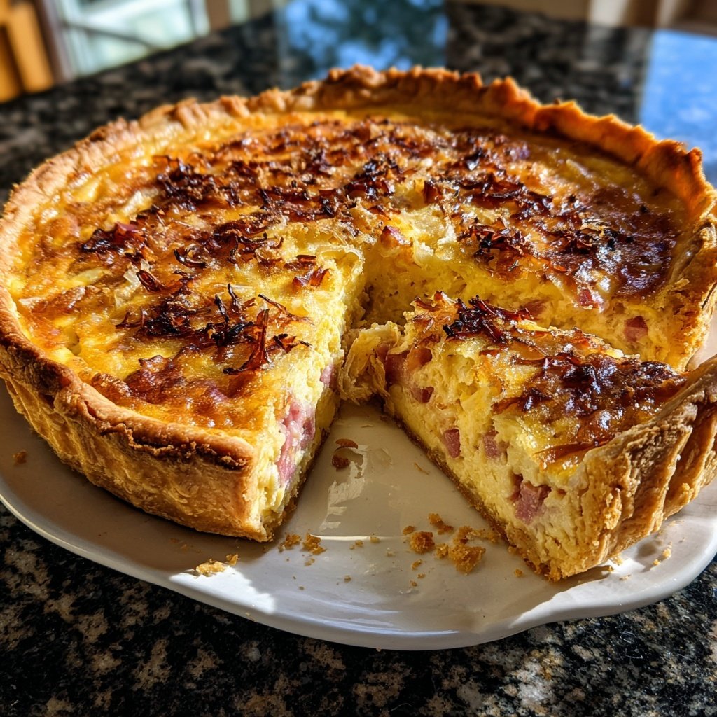 Caramelized Onion and Ham Quiche